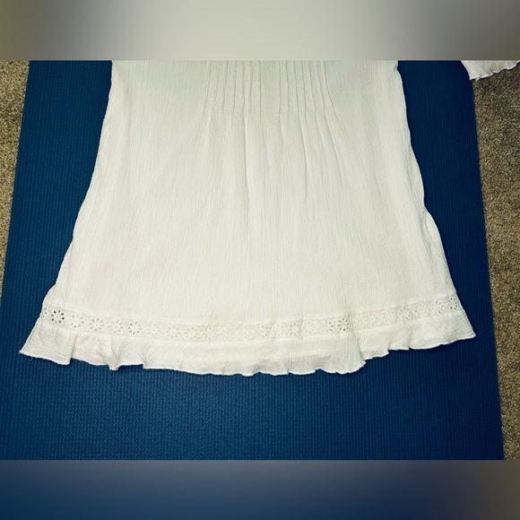 Sanctuary dress cotton eyelet trim pleated white 3/4 sleeves​ - Picture 13 of 16